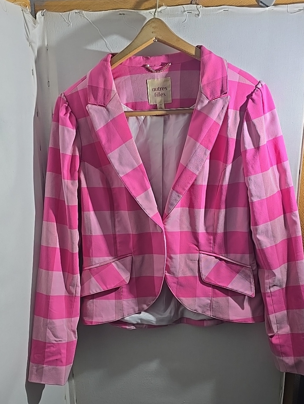 Autres filles Pink Checkered Tailored Blazer